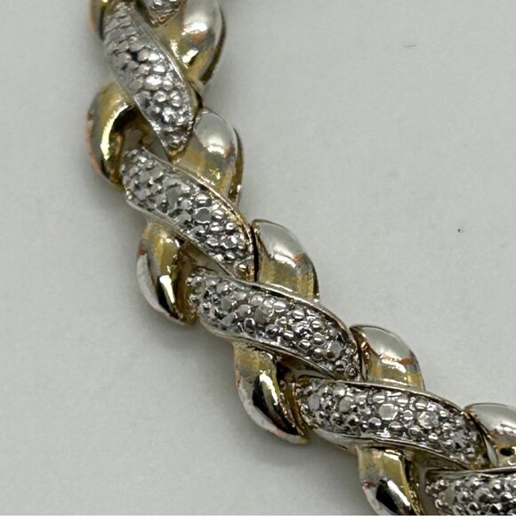 Vintage Ross-Simons Tennis Bracelet 925 Sterling Silver Gold Vermeil 7.5" 20g - Picture 5 of 15